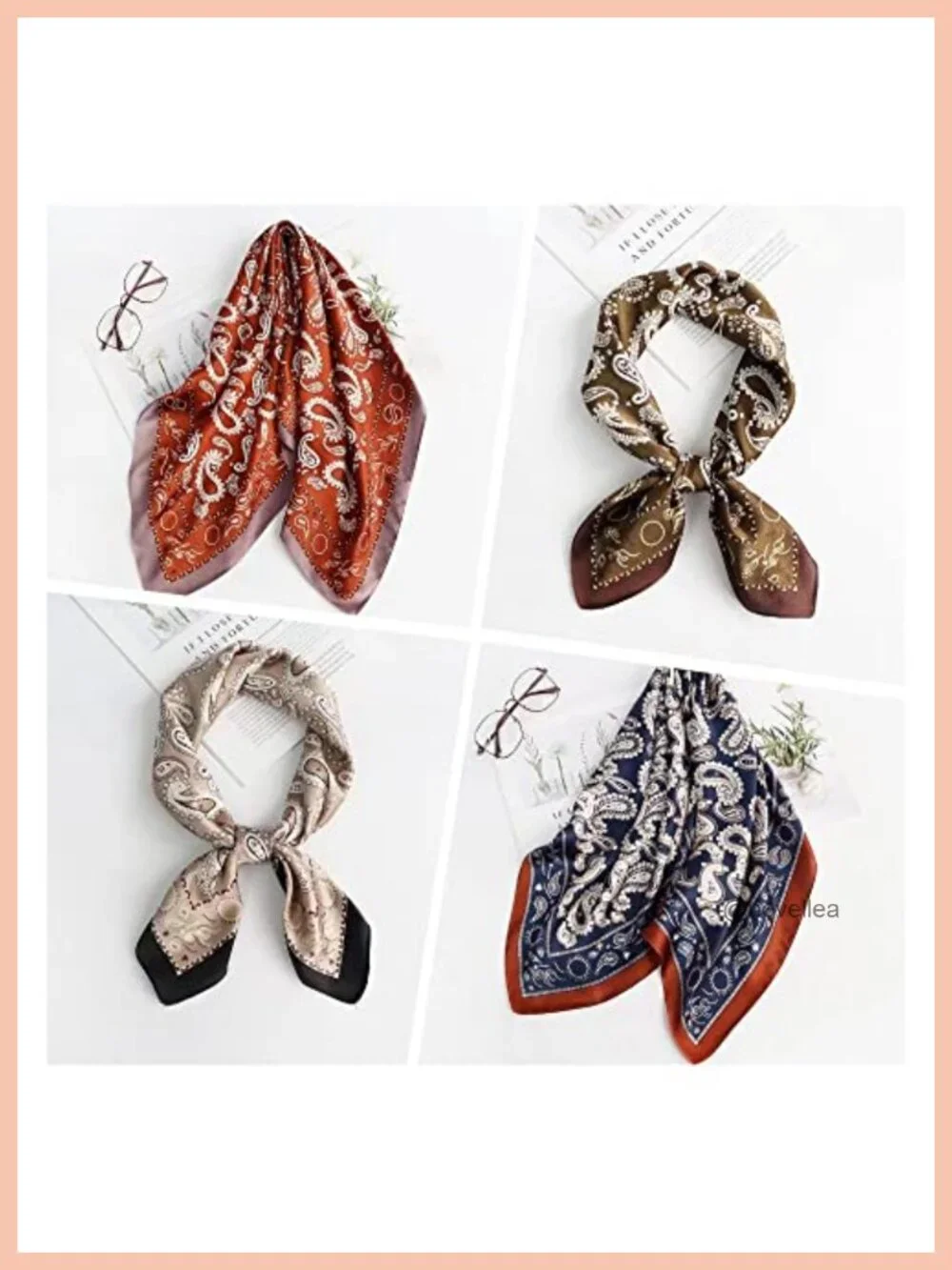 Satin Silk Feeling Scarf Medium Square Head Scarf for Women 27.5 x 27.5 inches